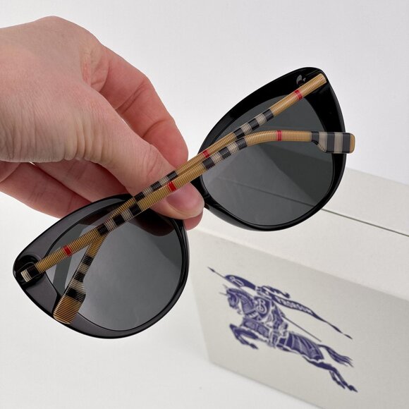 Burberry Cat Eye Sunglasses BE4407 385387 Black Frame Grey Lenses – Women - Picture 2 of 12